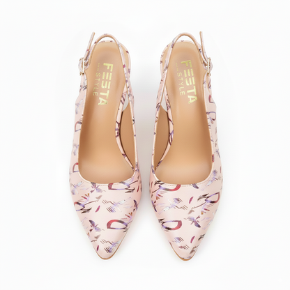 Rose Pastel Closed Toe Heel Slingbacks 844-7