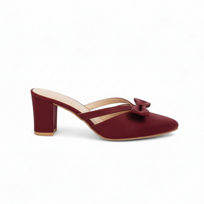 Burgundy Classic Bow Knot Heels 478-7