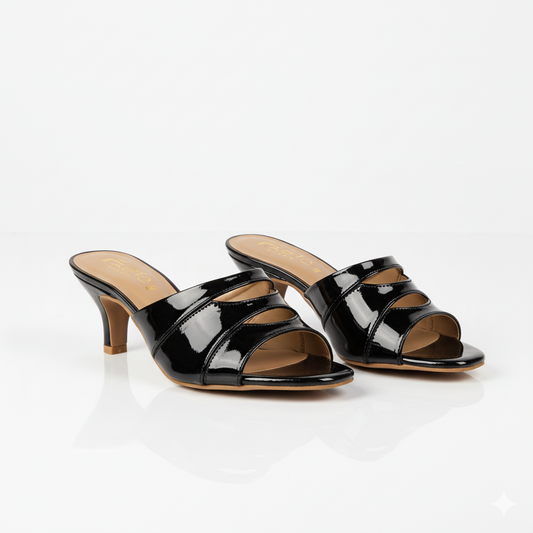 Black Noir Luxe Mule Heels - 403-7