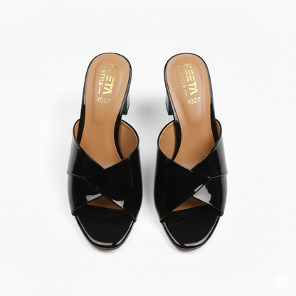 Midnight Gloss Luxe Mule Heels 402-7