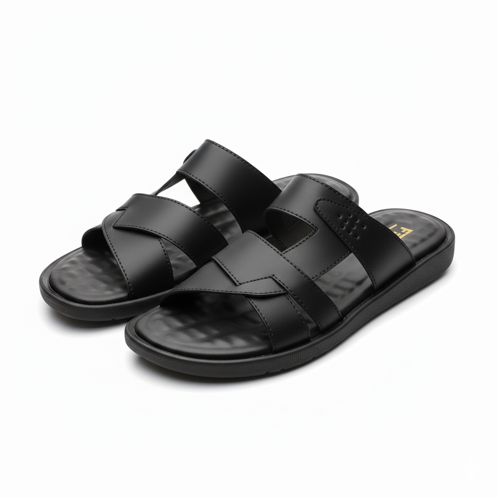 Men Slippers Black 4006-8
