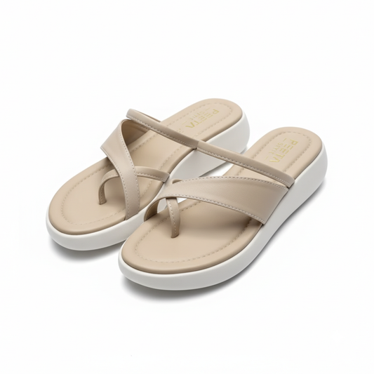 Beige EaseWalk Toe-Ring Slippers