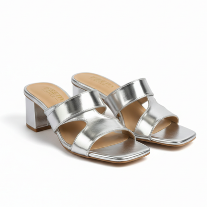 Zaria Silver Glam Block Heels 455-7