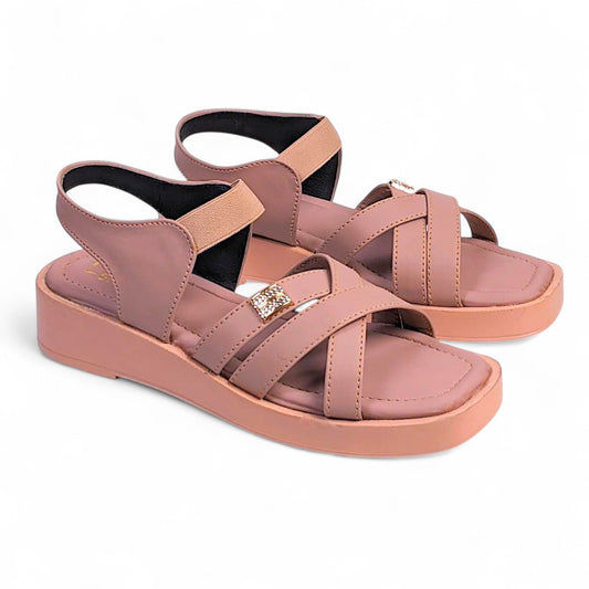 Pink Cross Strap Sandals 953-7