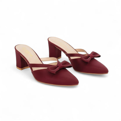 Burgundy Classic Bow Knot Heels 478-7