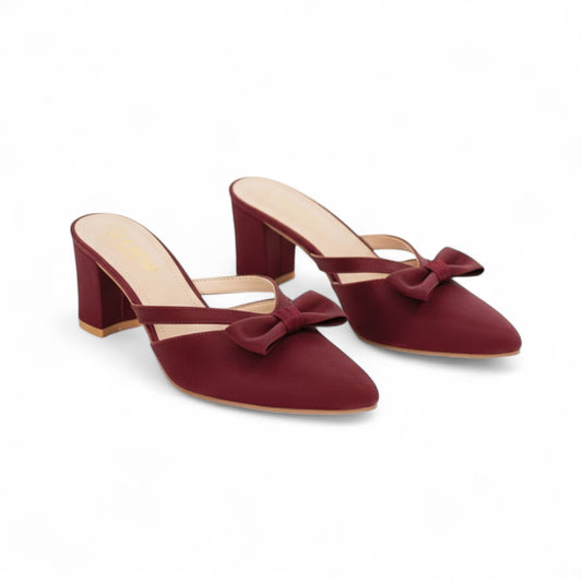 Burgundy Classic Bow Knot Heels 478-7