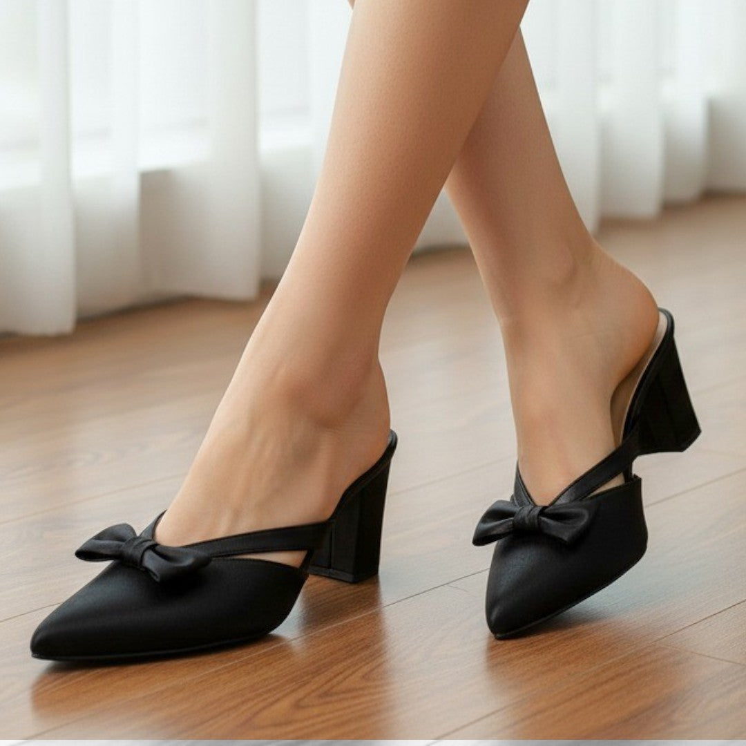 Black Classic Bow Knot Heels 478-7