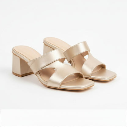 Zayra Golden Block Heels 455-7