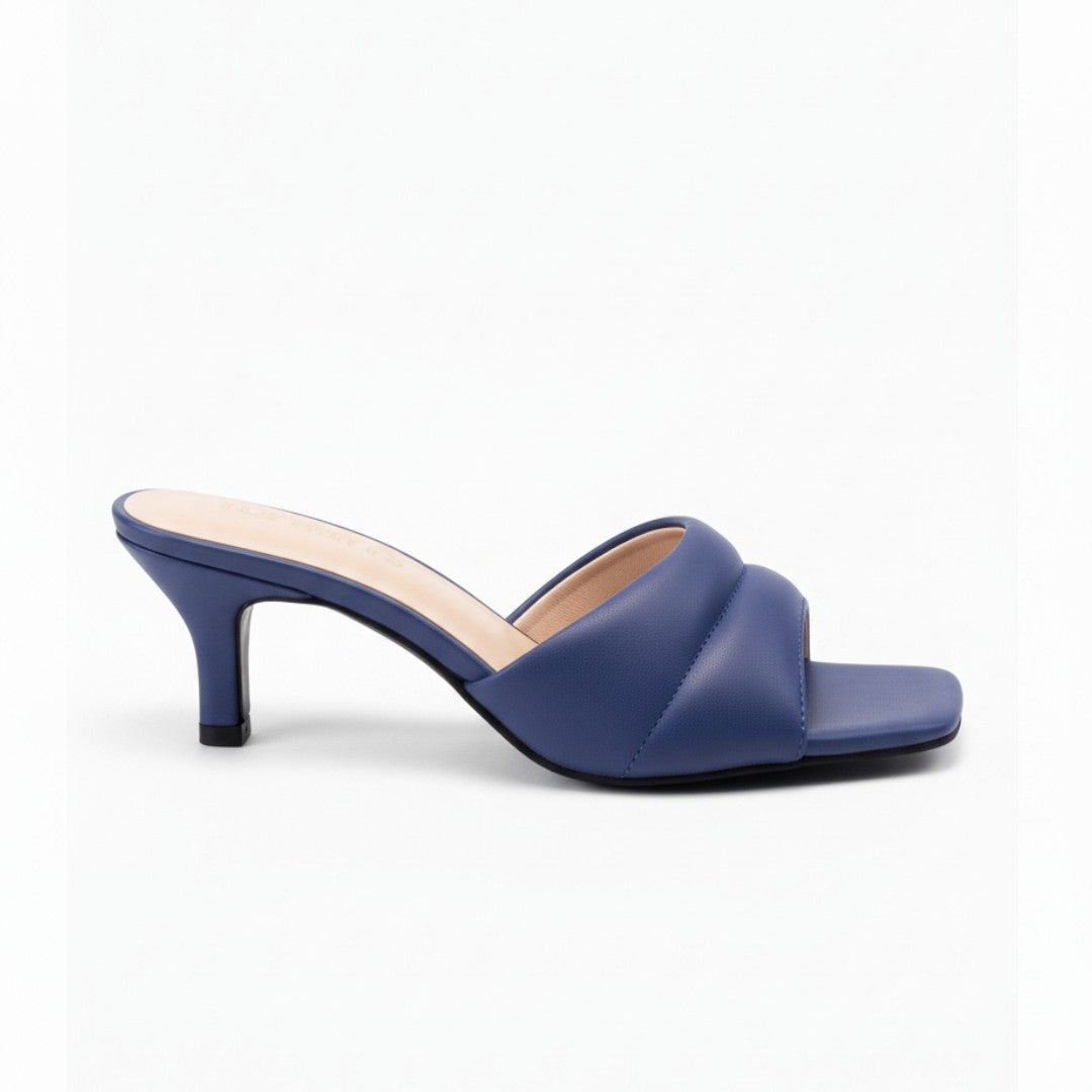 Blue Open Kitten Heel Slippers 448-7