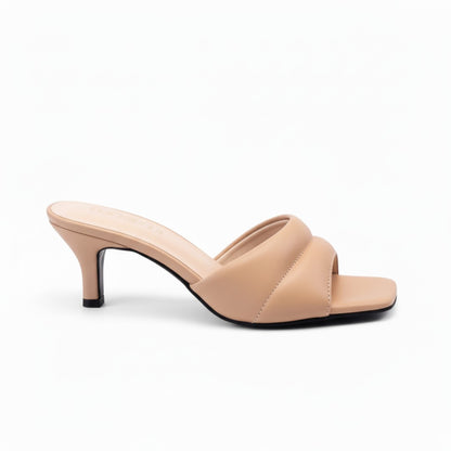 Beige Open Kitten Heel Slippers 448-7