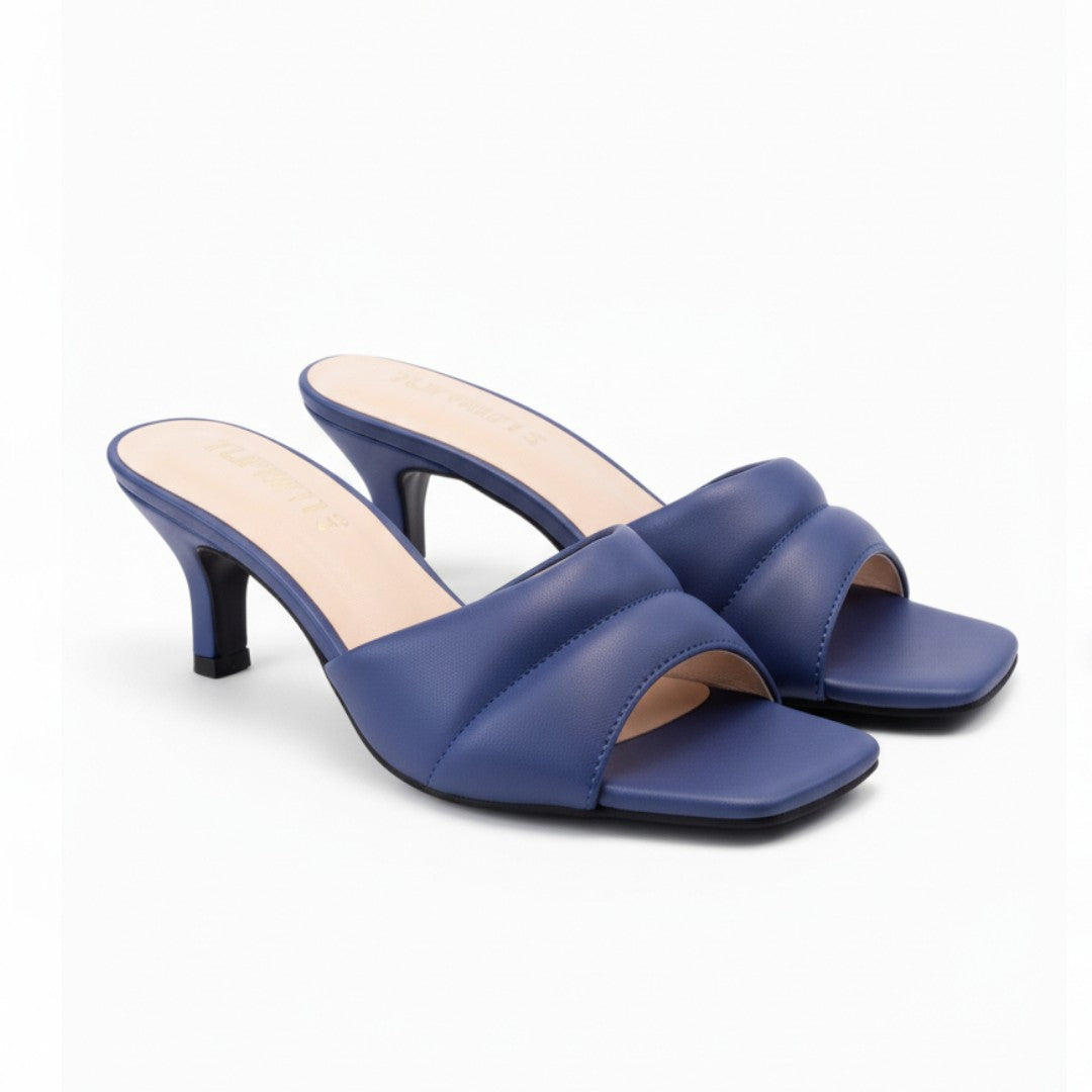 Blue Open Kitten Heel Slippers 448-7