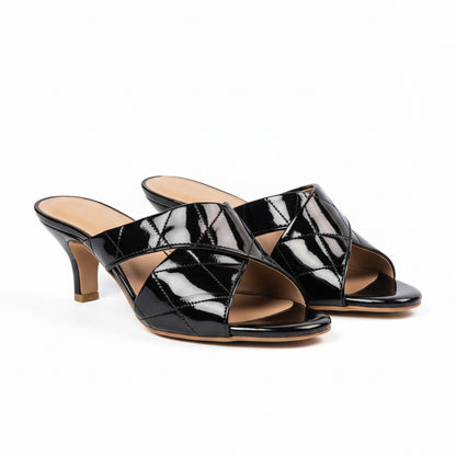 Black Crisscross Mule Heels 405-7