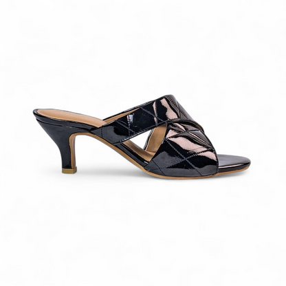 Black Crisscross Mule Heels 405-7