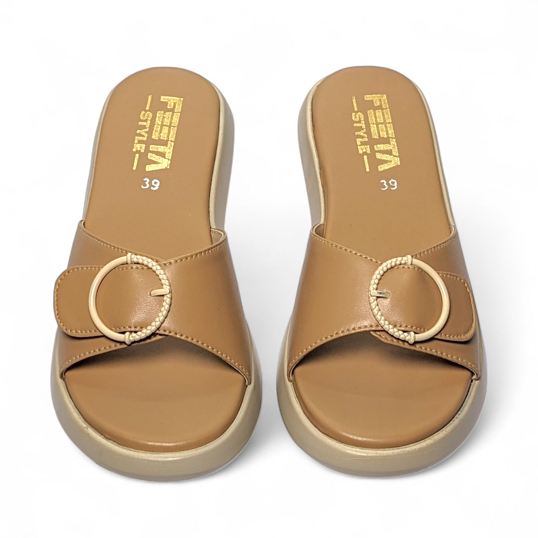 Beige Comfy Casual Slippers 474-7