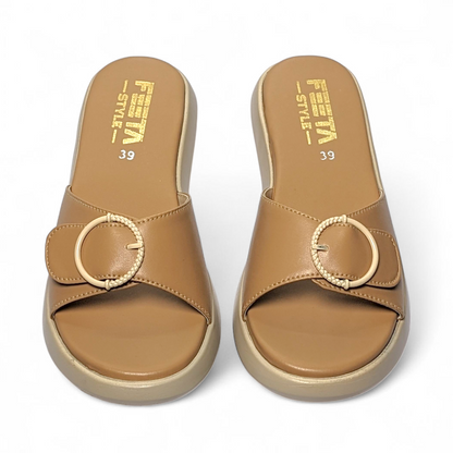 Beige Comfy Casual Slippers 474-7
