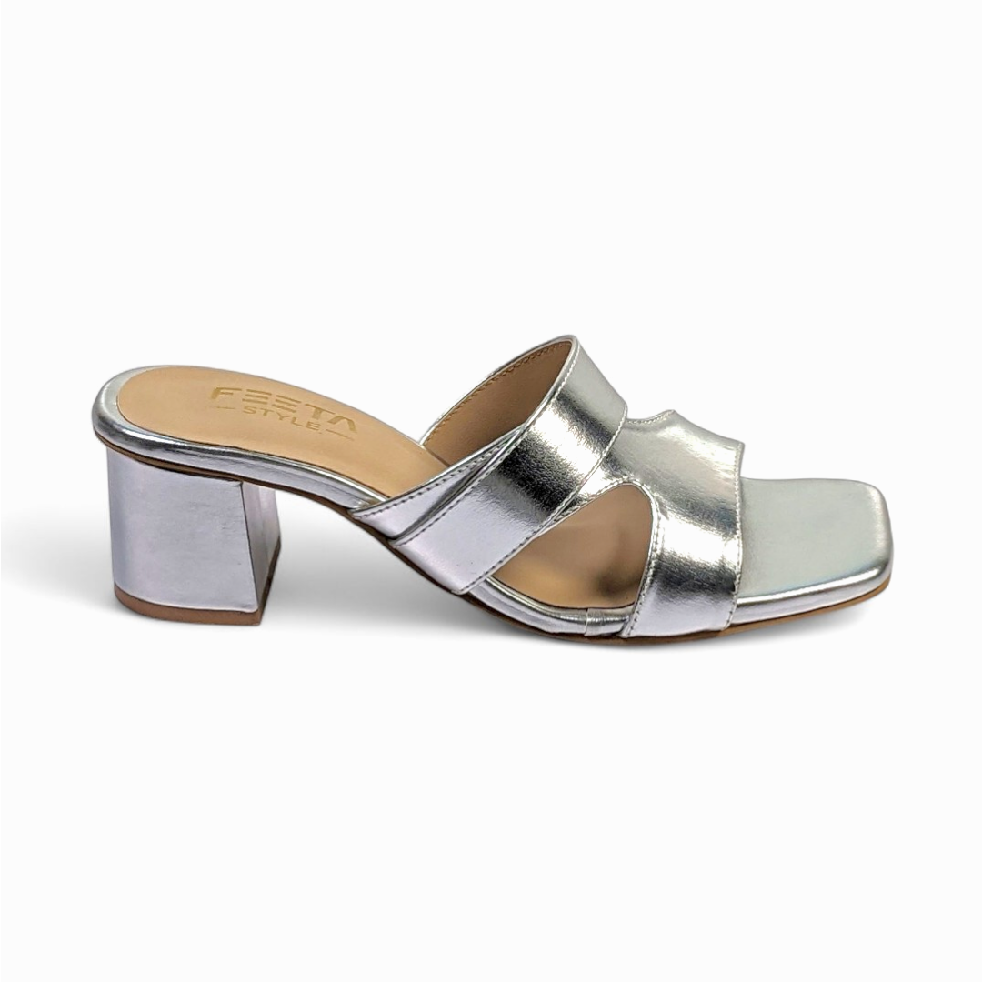 Zaria Silver Glam Block Heels 455-7