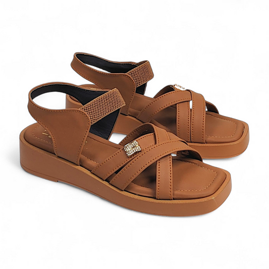 Mustard Cross Strap Sandals 953-7