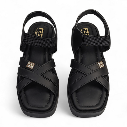 Black Cross Strap Sandals 953-7