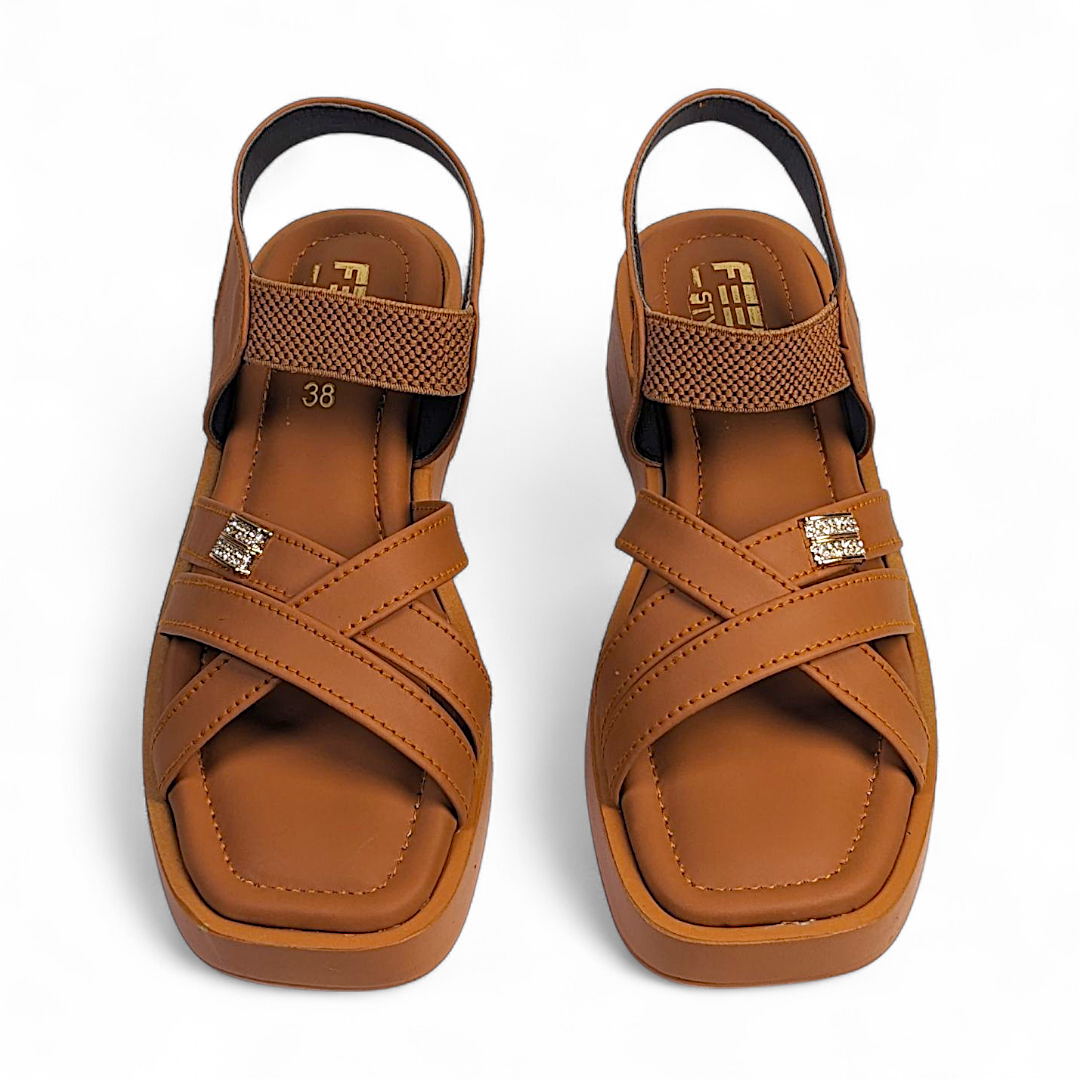 Mustard Cross Strap Sandals 953-7