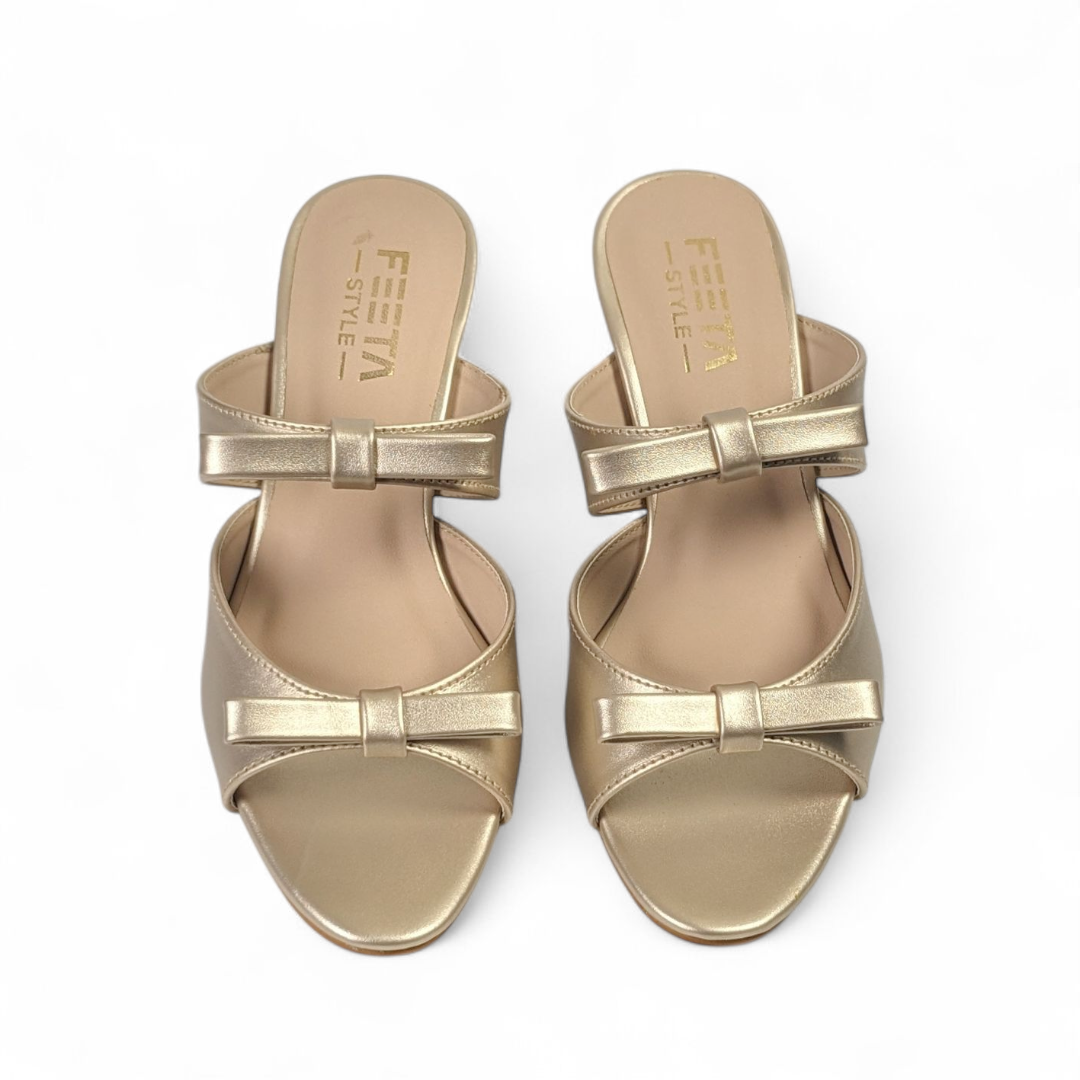 Golden Glow Bow Mule Heels 408-7