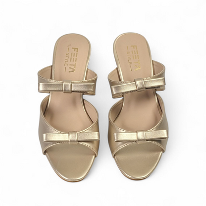 Golden Glow Bow Mule Heels 408-7