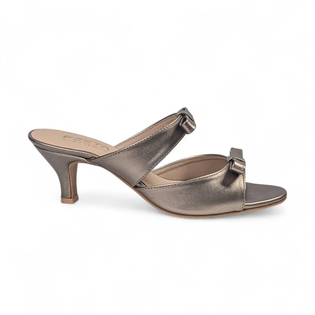 Copper Gloss Luxe Bow Mule Heels 408-7