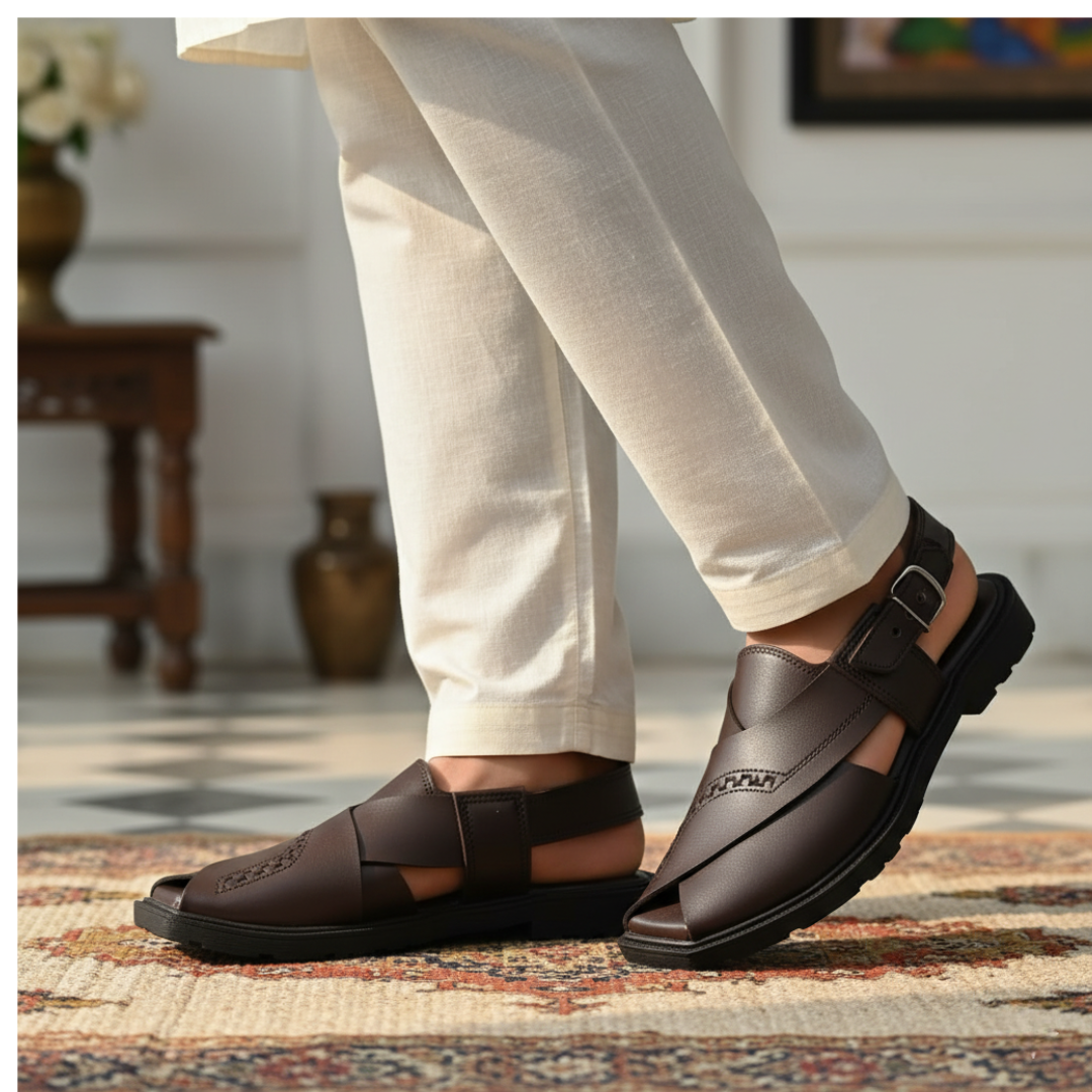 Men Brown Peshawari Chappal 7025-8