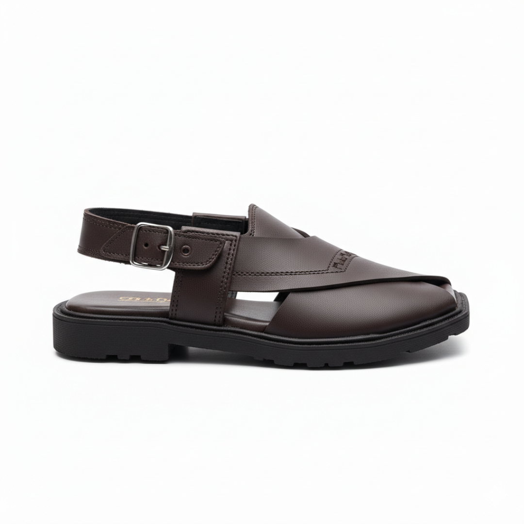 Men Brown Peshawari Chappal 7025-8