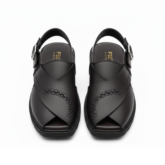 Men Black Peshawari Chappal 7025-8