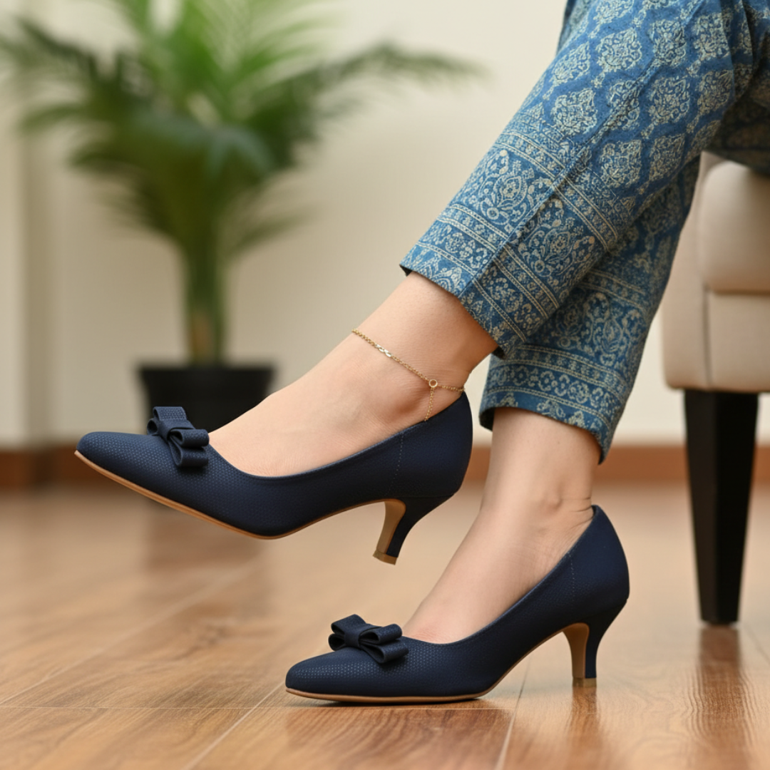 Midnight Bow Women Court Shoes 648-7