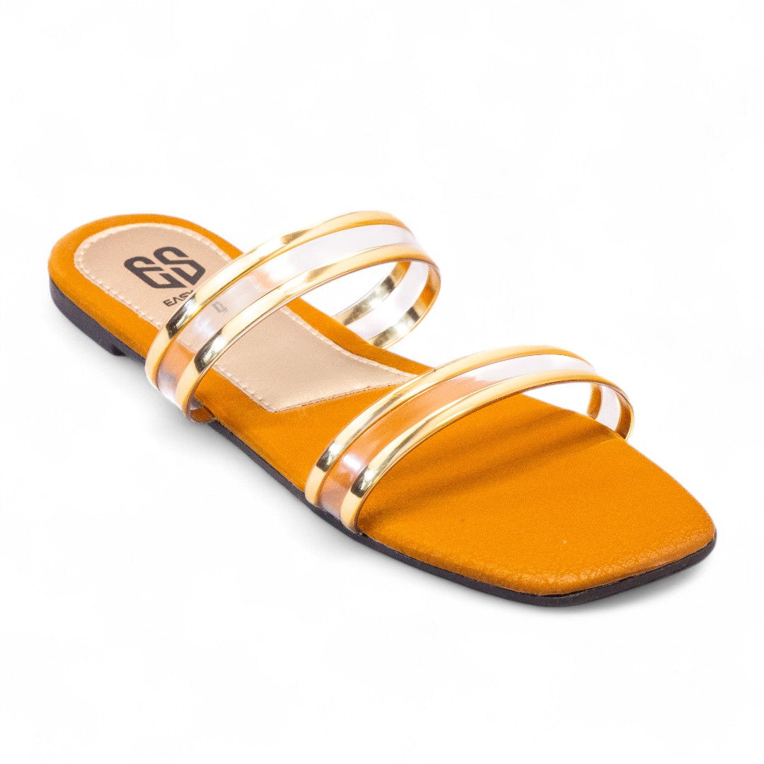 Gold Ladies Casual Slippers Flat - 336