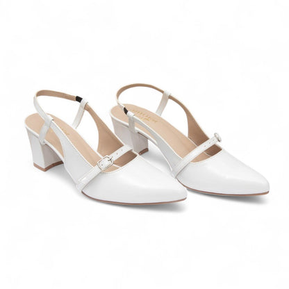 Snow White Closed Toe Heel Slingbacks 838-7