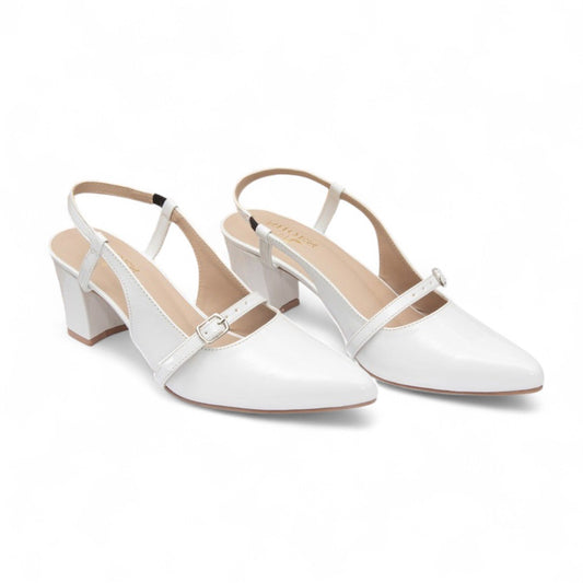 Snow White Closed Toe Heel Slingbacks 838-7