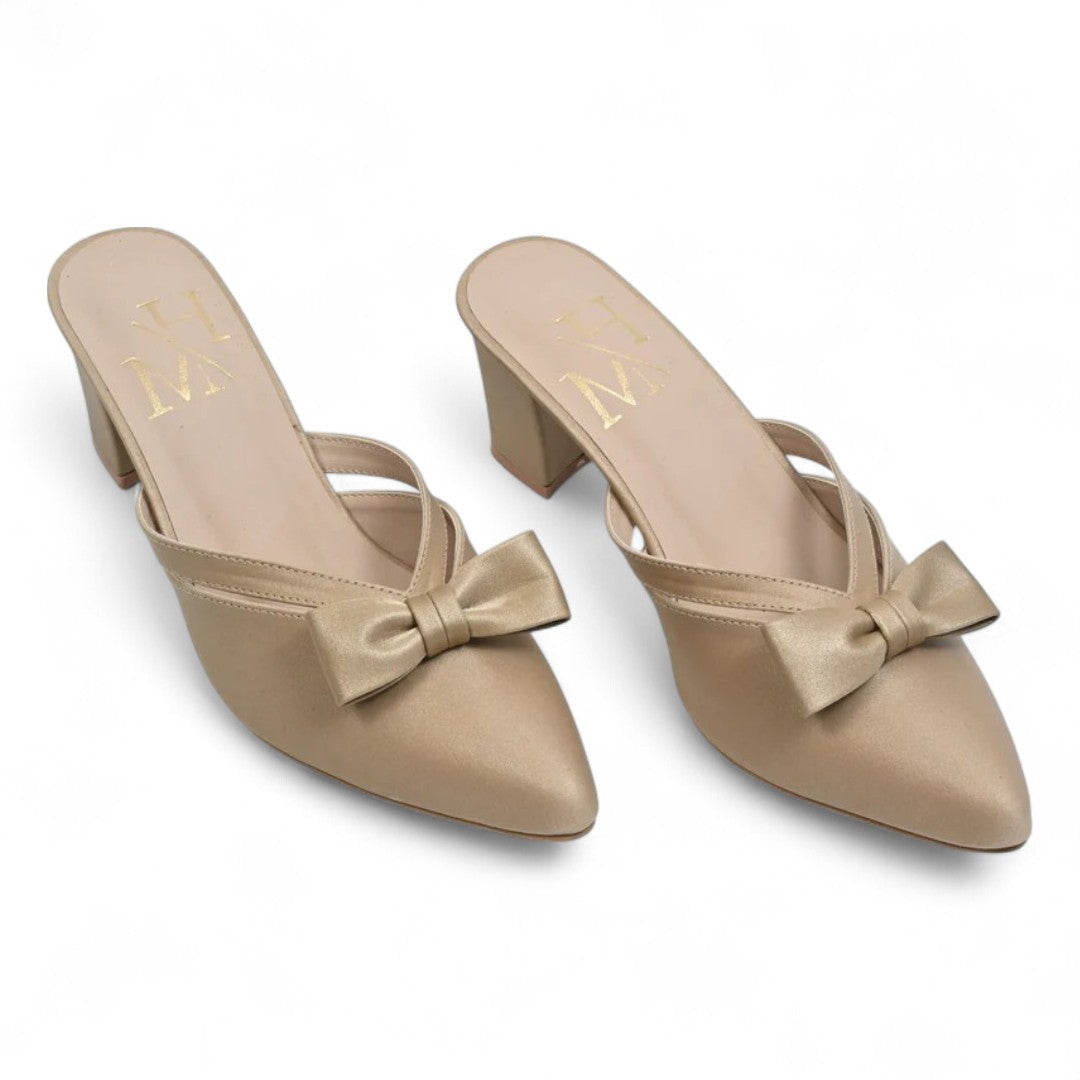 Beige Classic Bow Knot Heels 478-7