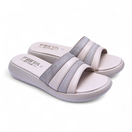 Off White Comfy Casual Slippers 471-7