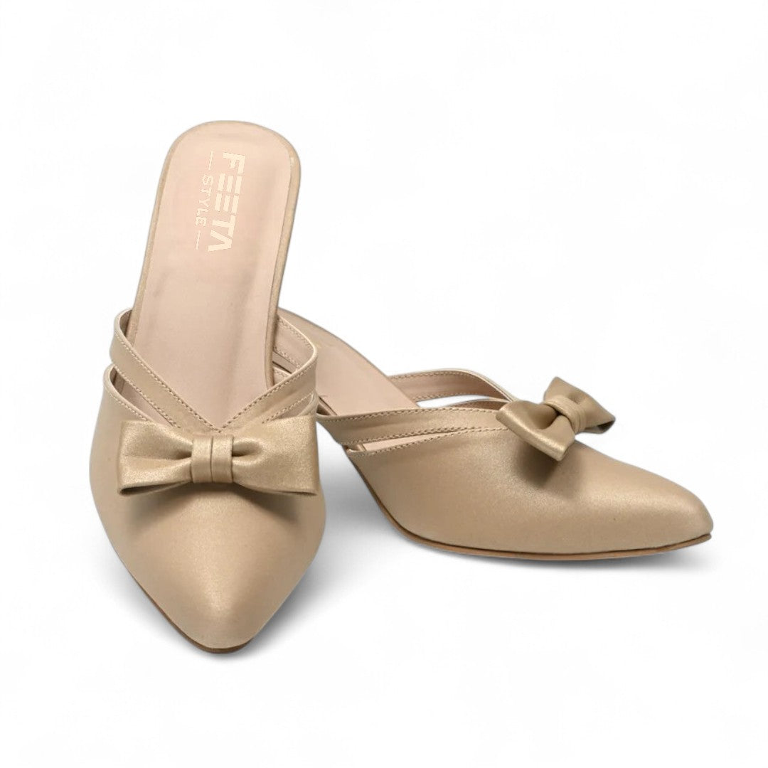 Beige Classic Bow Knot Heels 478-7