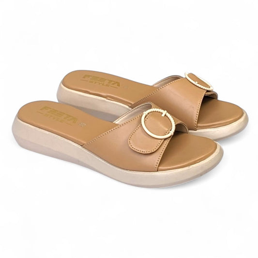 Beige Comfy Casual Slippers 474-7