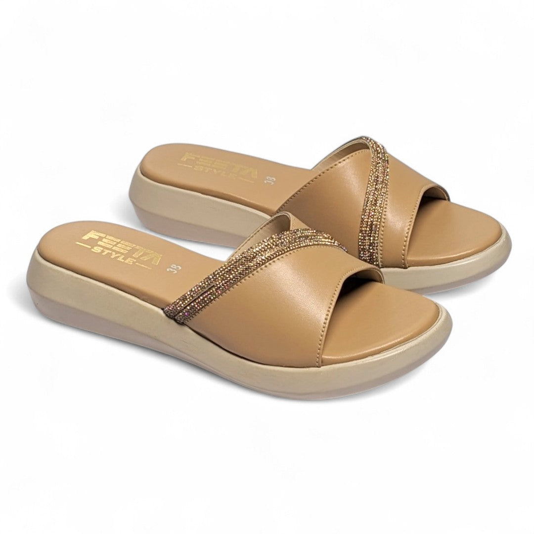 Beige Comfy Slip-On Casual Slippers – 475-7