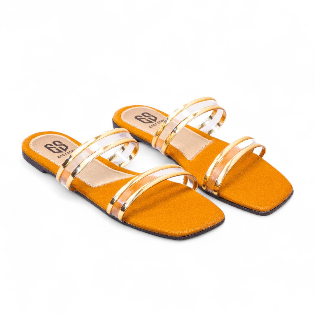 Gold Ladies Casual Slippers Flat - 336