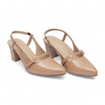 Nude Glow Closed Toe Heel Slingbacks 838-7