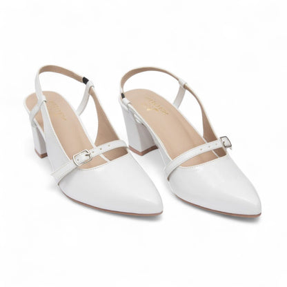 Snow White Closed Toe Heel Slingbacks 838-7