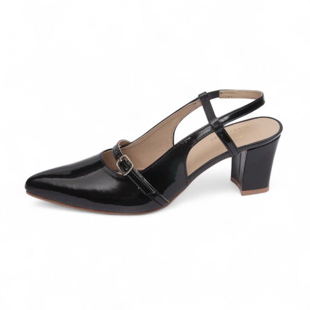 Black Noir Closed Toe Heel Slingbacks 838-7