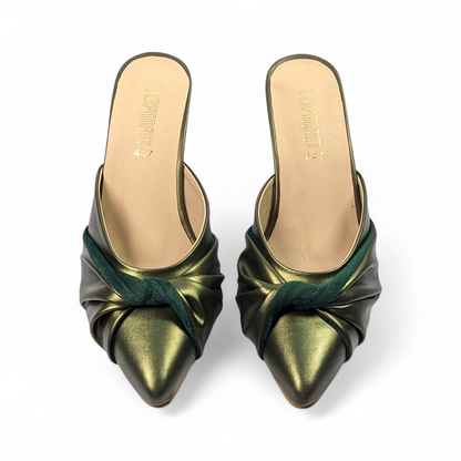 Emerald Luxe Knotted Block Heels – 447-7